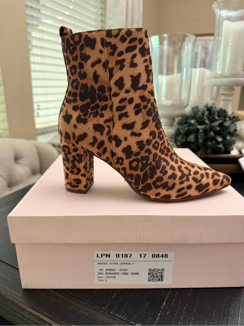 JustFab Leopard Print Block Heel Ankle Zip Boots - Booties Brown/Tan NEW! Sz 8